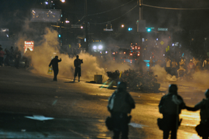 Riots following the grand jury decision in Ferguson, Missouri.